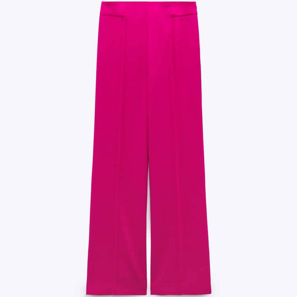 Zara LONG FLOWY PANTS NEON FUCHSIA